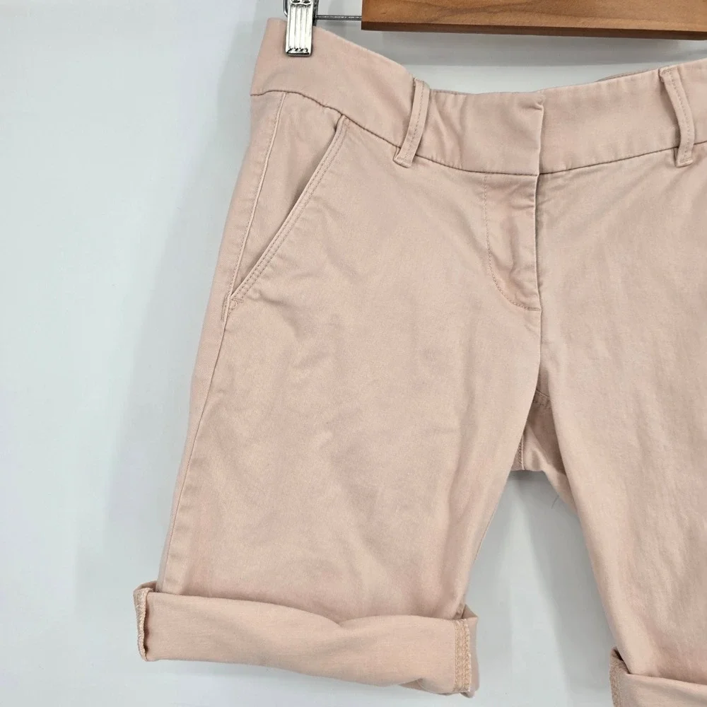 Loft Outlet Womens Bermuda Roll Shorts Khaki Pink Chino Cuffed Size 2
